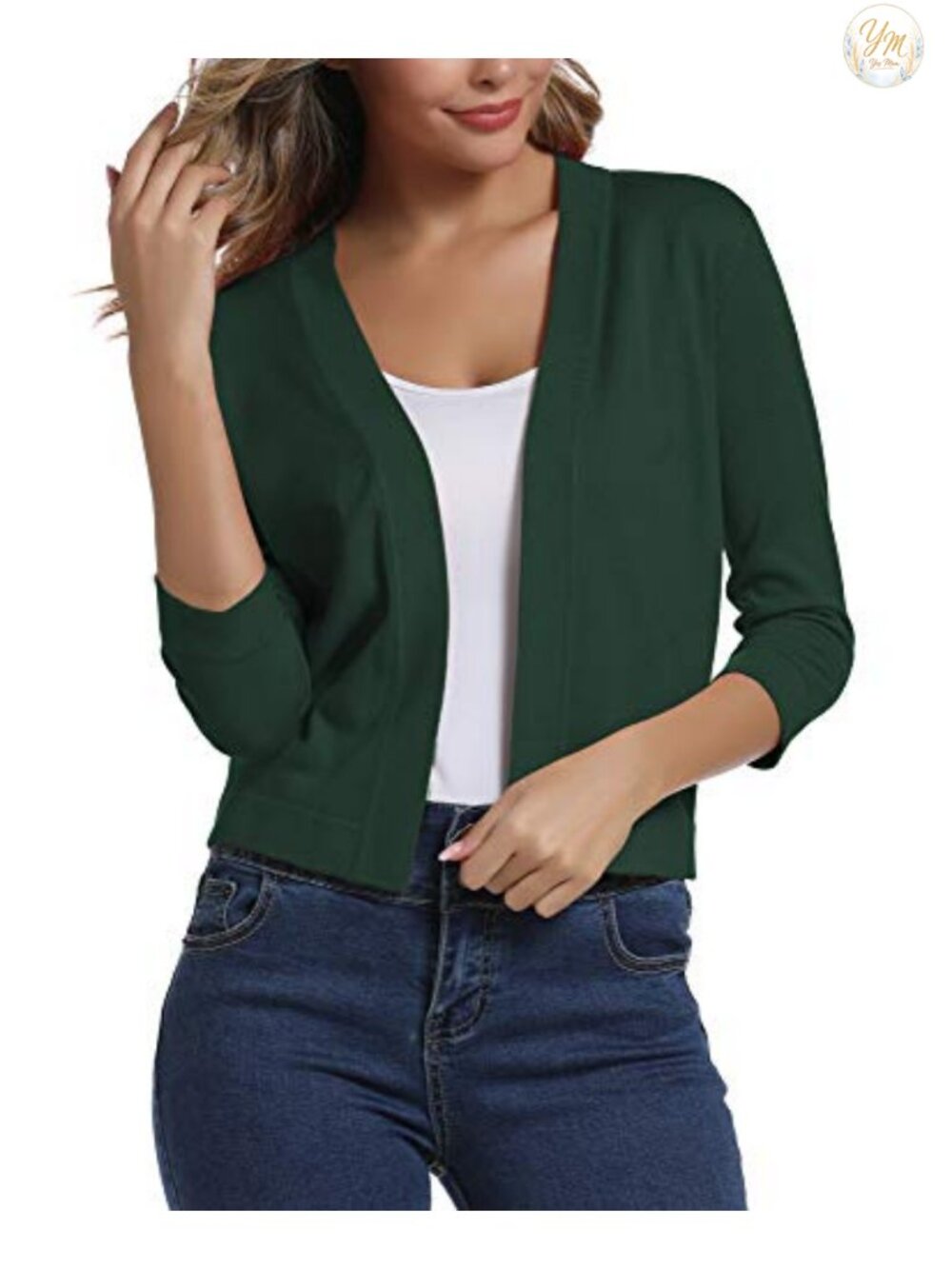 Women's 3/4 Sleeve Cropped Cardigan Sweater Shrug for Dresses